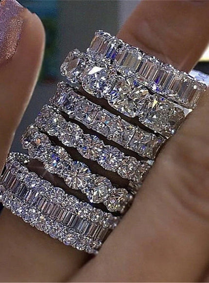 KissIcon Sterling Silver Eternity Promise Ring - 5x3mm CZ