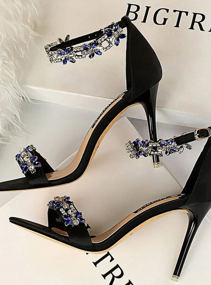 BIGTREE Shoes Open Toe Rhinestones Sandals Women 2025 New Designer Sexy High Heels Sandals Female Shoes Summer Heeled Sandals