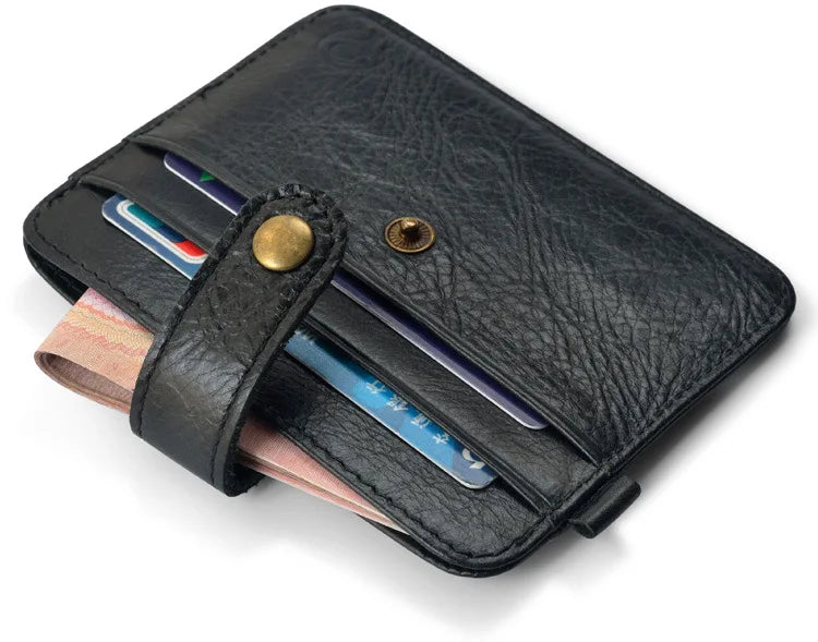 Men Genuine Leather Slim Wallet Male Small Purse Mini Money Bag Walet Thin Portomonee Carteras Man's Wallet Card Holder
