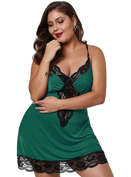 Women Spaghetti Straps Nightgowns Lace Sexy Sleepdress Plus Size Nightdress Satin Lingerie Sets Women's Pajamas Home Clothes
