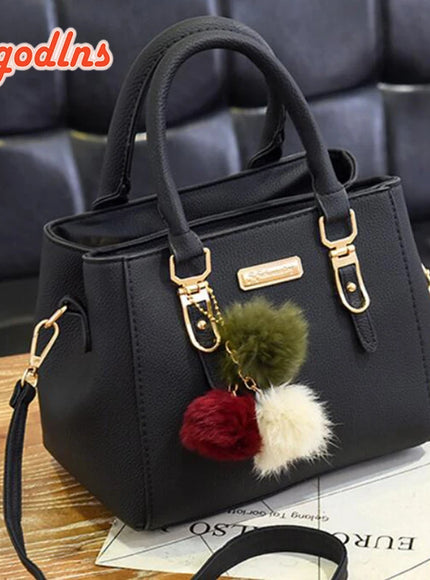 Yogodlns women beading pendant handbag ladies embossed shoulder bag ladies Messenger bag hairball bags high quality bag