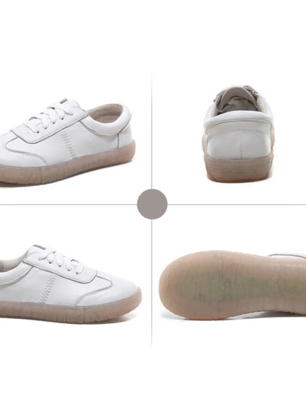 WOIZGIC Gril Women's Ladies Female Woman Genuine Leather White Vulcanized Shoes Flats Sneakers Platform Lace Up soft four season