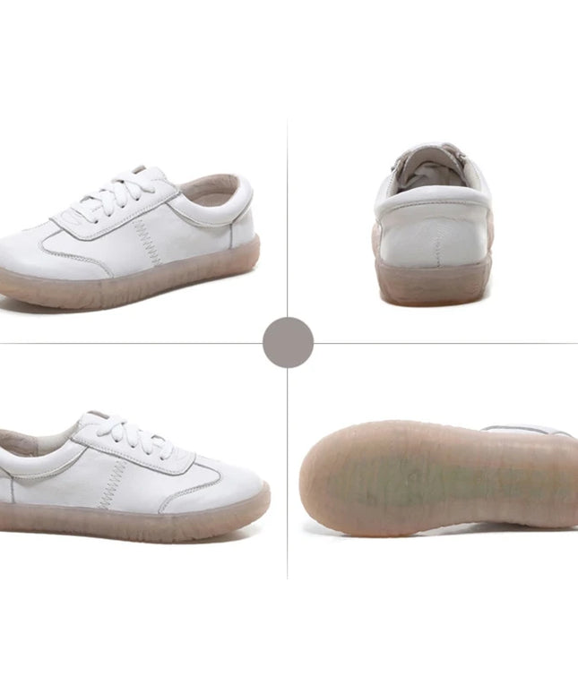 WOIZGIC Gril Women's Ladies Female Woman Genuine Leather White Vulcanized Shoes Flats Sneakers Platform Lace Up soft four season