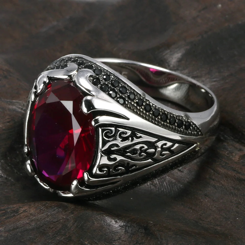 Guaranteed 925 Silver Rings Luxury Turkish Jewellery For Men And Women With Zircon Stone Retro Vintage Rings In Fijne Sieraden