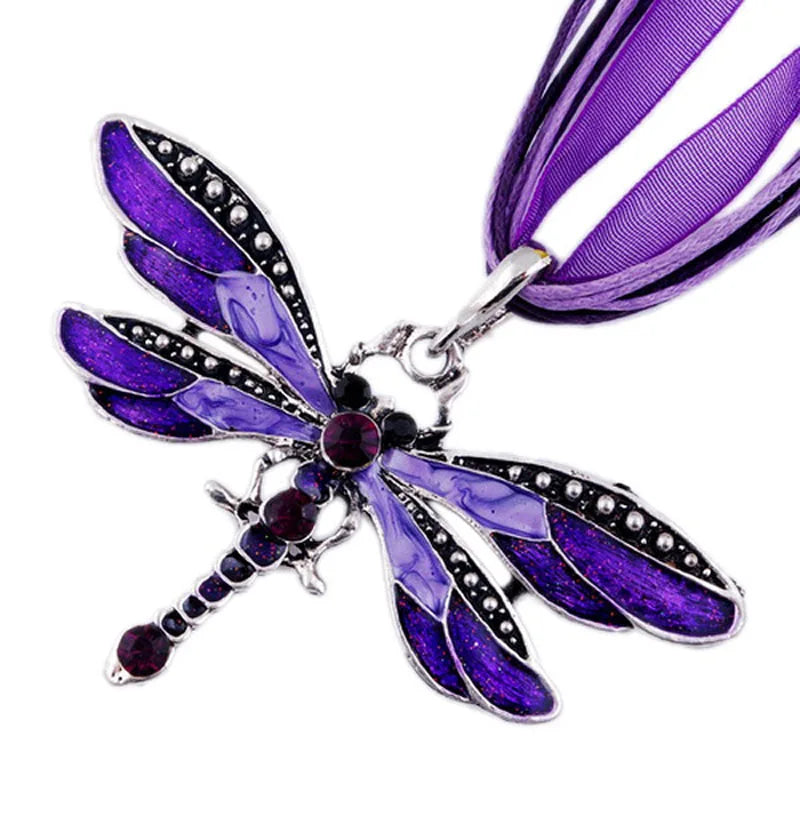 SUMENG New ParagraphWomen Crystal Dragonfly Ribbon Casual Pendant Necklace For Women Ewelry 2024 Gifts