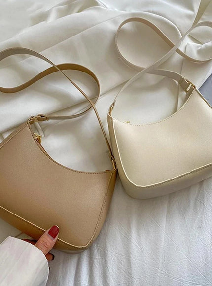 New Women's Fashion Handbags Retro Solid Color PU Leather Shoulder Underarm Bag Casual Women Hobos Handbags