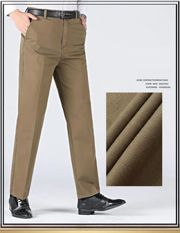 New Arrival 100% Cotton Summer Autumn Men's Casual Pants Fashion Solid Black Beige Gentle Thicken Trousers Brand Smart Suit Pant