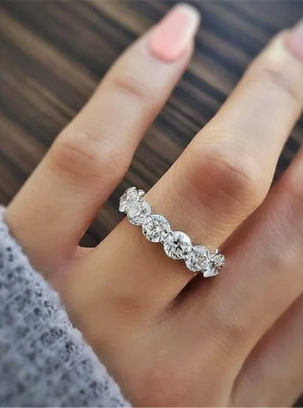 KissIcon Real 925 Sterling Silver Ring 4mm Lab Diamond