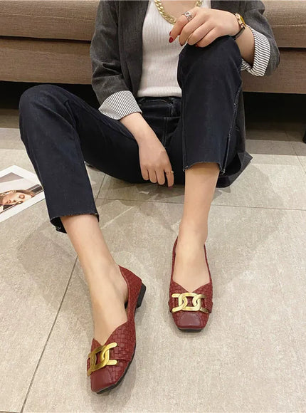 Women's Single Shoes 2021 New Shallow Metal Buckle
