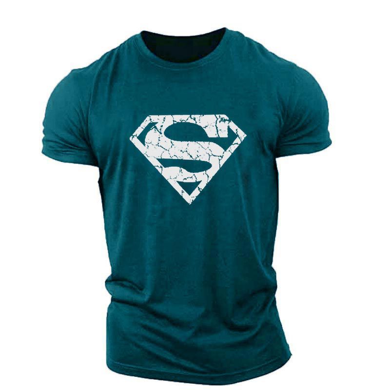 New trend loose running training sports short sleeve letters casual cotton round neck men's fitness T-shirt custom LOGO