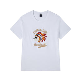 Embroidered Short-Sleeved T-Shirt for Young and Middle-Aged Men, Cotton Loose Trendy Brand Round-Neck Casual Men's Clothing, In-Stock Loose Fit