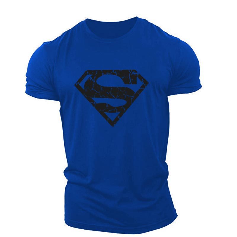 New trend loose running training sports short sleeve letters casual cotton round neck men's fitness T-shirt custom LOGO