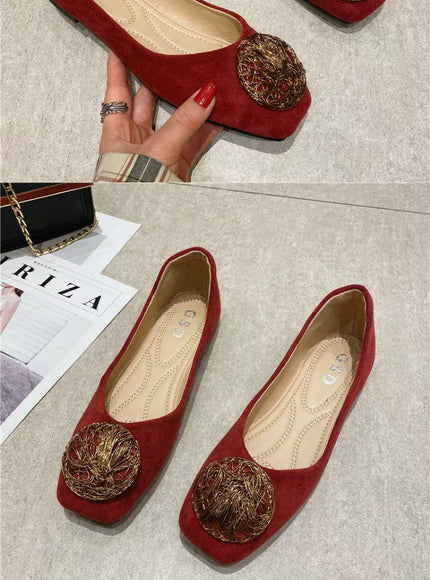Women's Flat Shoes 2021 Spring New Square Toe