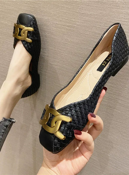 Women's Single Shoes 2021 New Shallow Metal Buckle