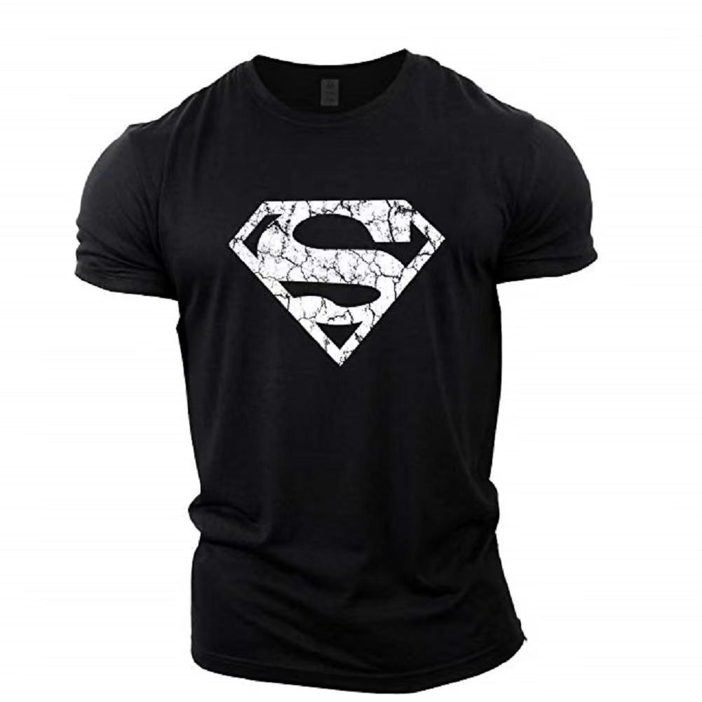New trend loose running training sports short sleeve letters casual cotton round neck men's fitness T-shirt custom LOGO