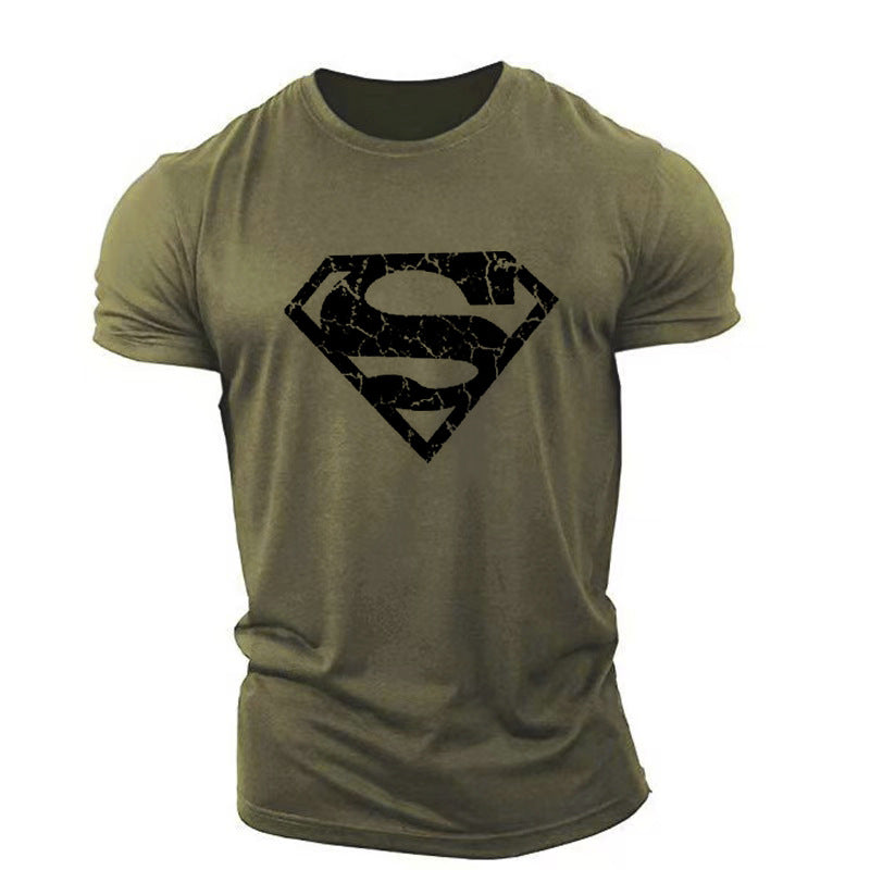 New trend loose running training sports short sleeve letters casual cotton round neck men's fitness T-shirt custom LOGO