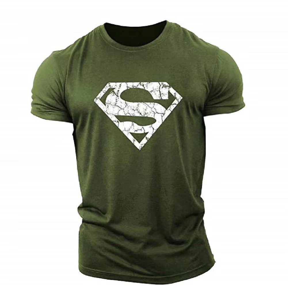 New trend loose running training sports short sleeve letters casual cotton round neck men's fitness T-shirt custom LOGO