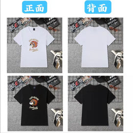 Embroidered Short-Sleeved T-Shirt for Young and Middle-Aged Men, Cotton Loose Trendy Brand Round-Neck Casual Men's Clothing, In-Stock Loose Fit