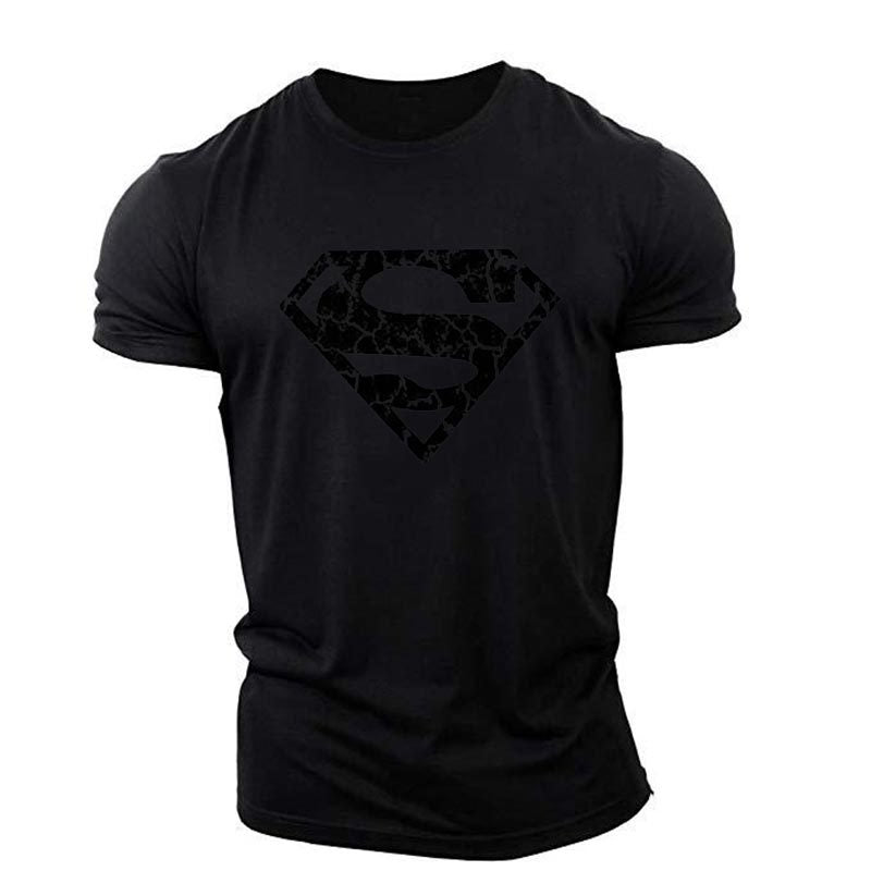 New trend loose running training sports short sleeve letters casual cotton round neck men's fitness T-shirt custom LOGO