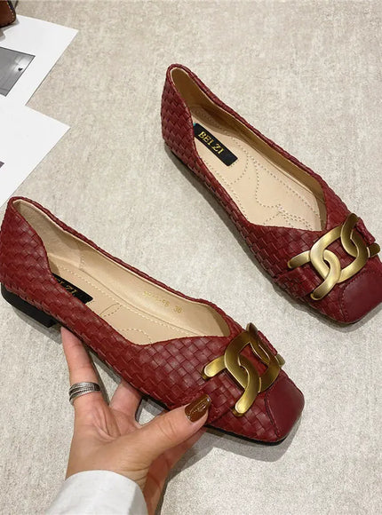 Women's Single Shoes 2021 New Shallow Metal Buckle