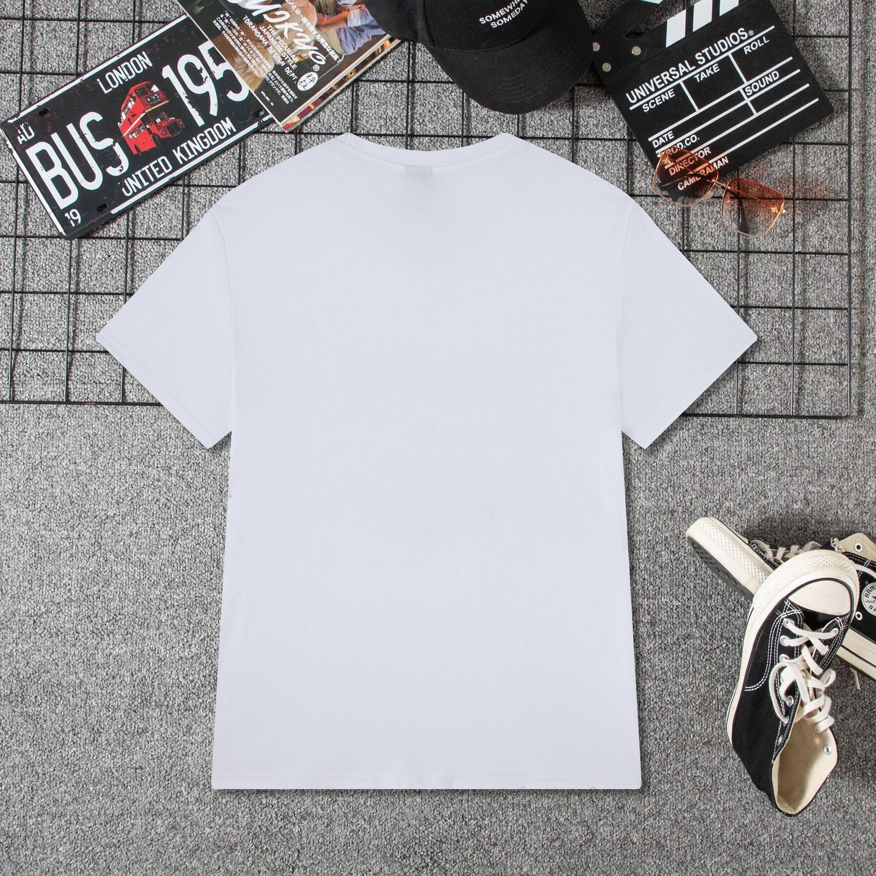 Embroidered Short-Sleeved T-Shirt for Young and Middle-Aged Men, Cotton Loose Trendy Brand Round-Neck Casual Men's Clothing, In-Stock Loose Fit
