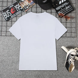 Embroidered Short-Sleeved T-Shirt for Young and Middle-Aged Men, Cotton Loose Trendy Brand Round-Neck Casual Men's Clothing, In-Stock Loose Fit