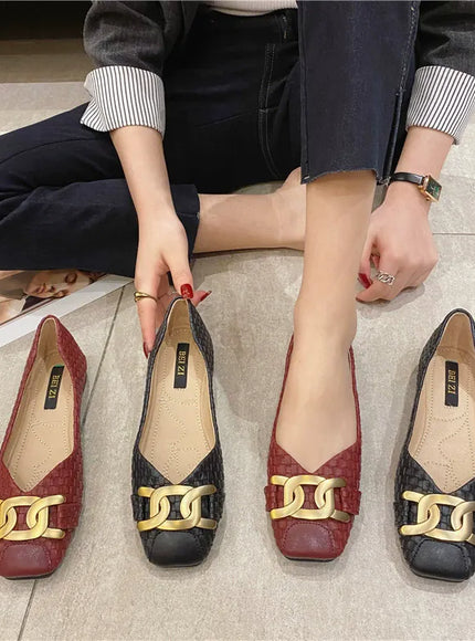 Women's Single Shoes 2021 New Shallow Metal Buckle