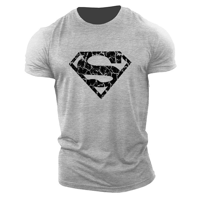 New trend loose running training sports short sleeve letters casual cotton round neck men's fitness T-shirt custom LOGO