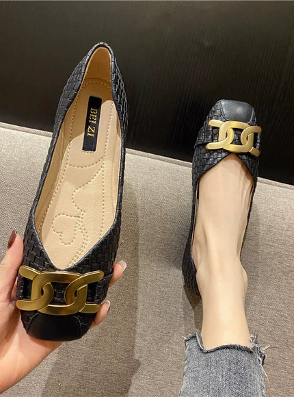 Women's Single Shoes 2021 New Shallow Metal Buckle