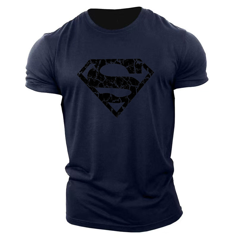 New trend loose running training sports short sleeve letters casual cotton round neck men's fitness T-shirt custom LOGO