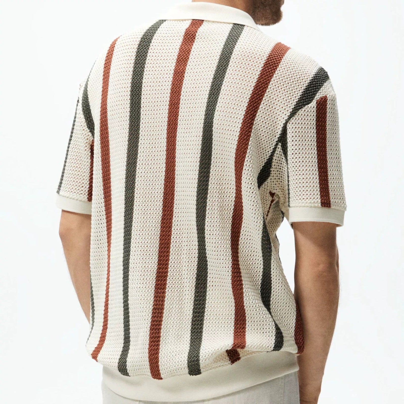 Men's Short-sleeved T-shirt Summer Simple Designer Geometric Color-block Striped Crewneck Sweater Light Mature Style Top