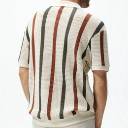 Men's Short-sleeved T-shirt Summer Simple Designer Geometric Color-block Striped Crewneck Sweater Light Mature Style Top