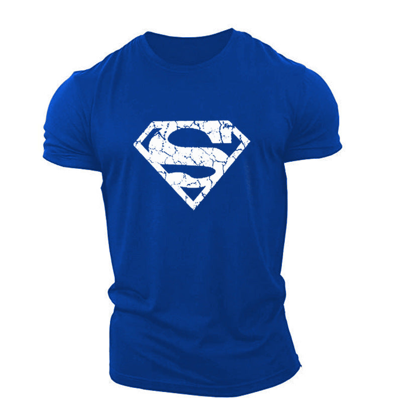 New trend loose running training sports short sleeve letters casual cotton round neck men's fitness T-shirt custom LOGO
