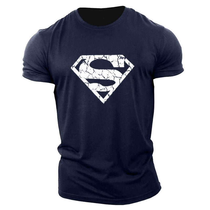 New trend loose running training sports short sleeve letters casual cotton round neck men's fitness T-shirt custom LOGO