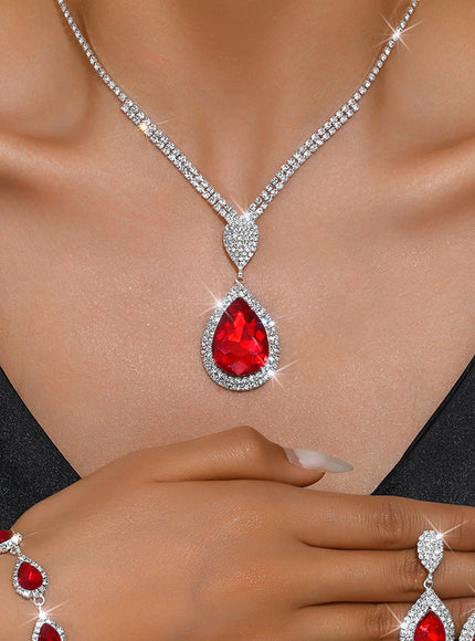 KissIcon Red Sapphire Water Drop Pendant - Affordable Luxury