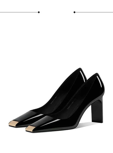 Women Heel Solid Leather Popular Ladies Working Pumps