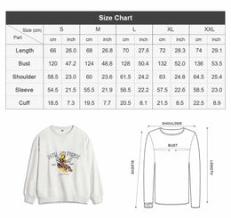 Maden Men's Vintage Print Sweatshirt Light Grey Loose Fit Knit Pullover Long Sleeve Round Neck Casual Top for Spring and Autumn