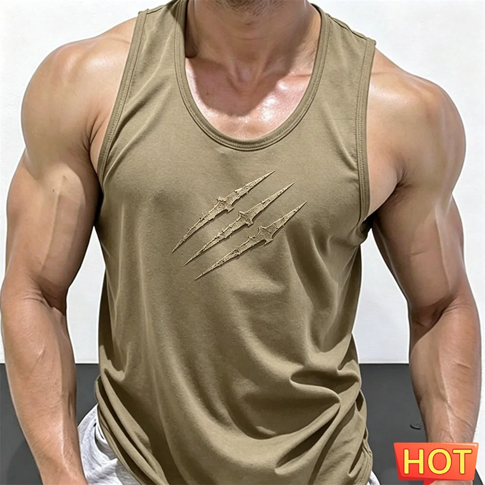 Summer scratch fitness vests men round neck sleeveless T-shirt Hard guy gym tank top men quick-dry men's t-shirts and tank tops