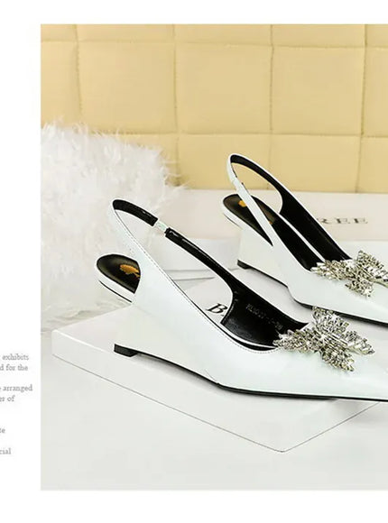 New Wedges Patent Leather Shallow Pointed Toe High