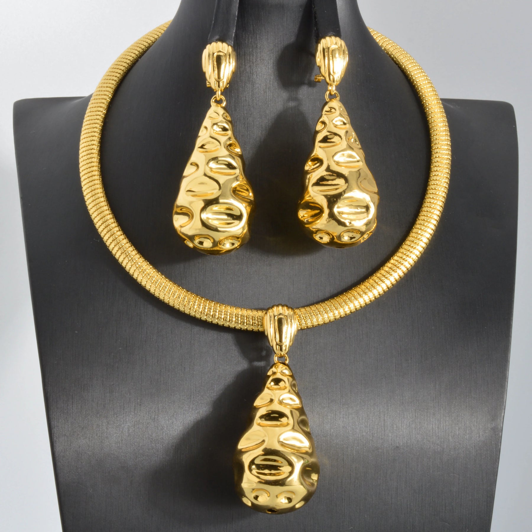 Gold Color Collar Necklace Earrings Jewelry Set For Women Dubai Africa Luxury Quality Jewellery Party Wedding Accessories