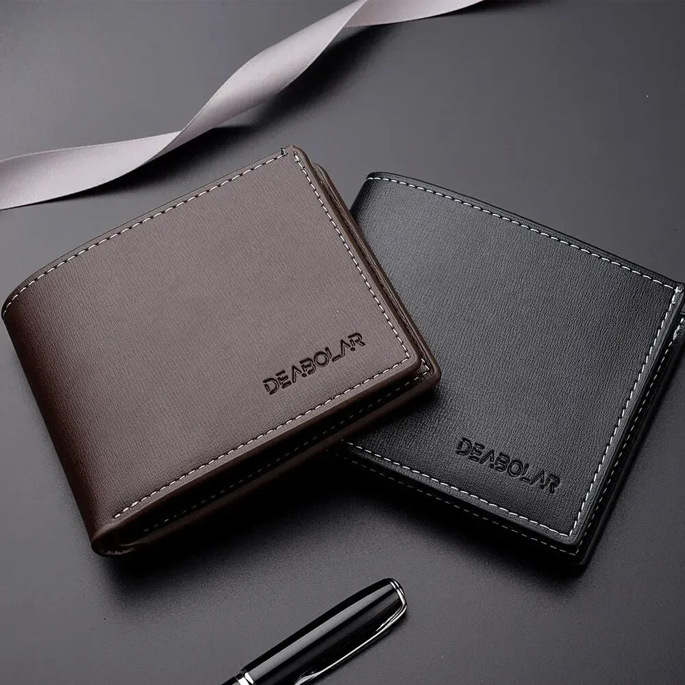 Ultra Thin Mens Wallet Leather Bifold Compact Cash Holder for Men with Coin Pocket