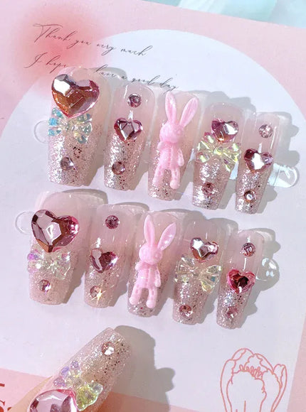 KissIcon Blush Pink Nails Pearl 3D Tips -