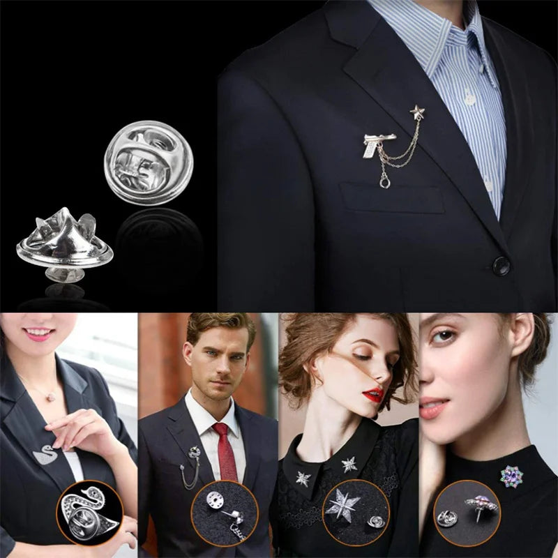 100pc Metal Locking Pin Back Brooch Badge Holder Lapel Base For DIY Jewellery Material Making Supply Craft Accessories Handmade