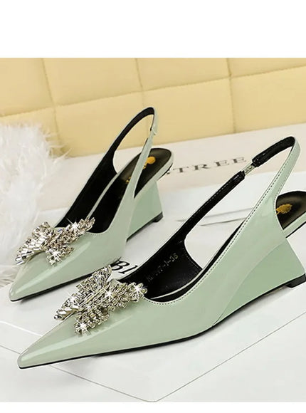 New Wedges Patent Leather Shallow Pointed Toe High
