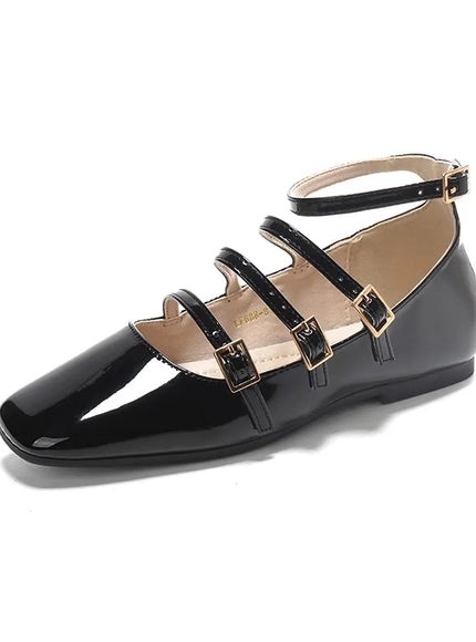 Flat Shoes for Women Retro French Black Mary
