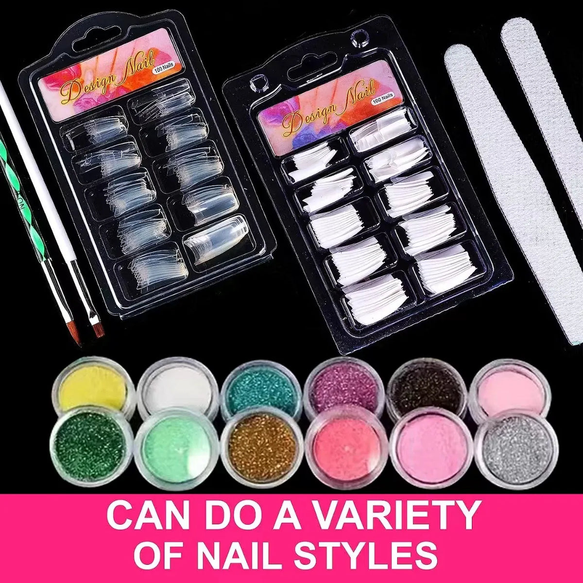 KissICON MULTI KissIcon Acrylic Nail Kit 12 Glitter Powder -