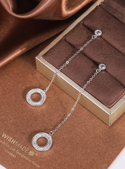 KissIcon Korean Tassel Earrings - Zircon Pendant 925 Silver