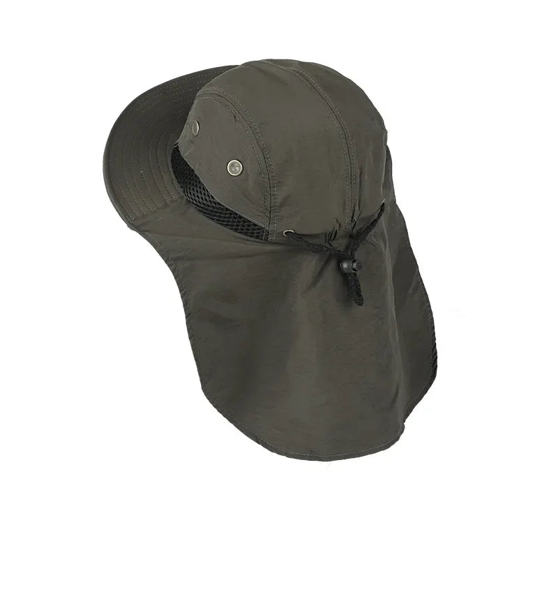 Unisex Sun Hiking Bucket Hat Wide Brim Safari Hats UV Sun Protection Cap with Neck Flap Fishing Adventuring Gardening Beach Caps