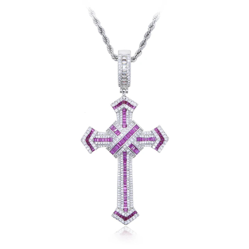2025 New Cross Pendant for Men Women Full Iced Out Cubic Zircon Hip Hop Necklace Link Chain Fashion Rock Jewelry