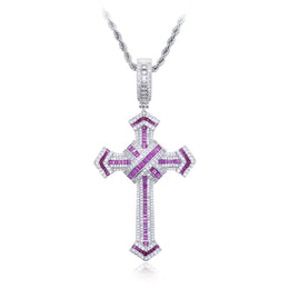 2025 New Cross Pendant for Men Women Full Iced Out Cubic Zircon Hip Hop Necklace Link Chain Fashion Rock Jewelry